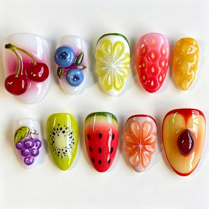 Fruit-Themed Press-On Nail Art Set Stornfield