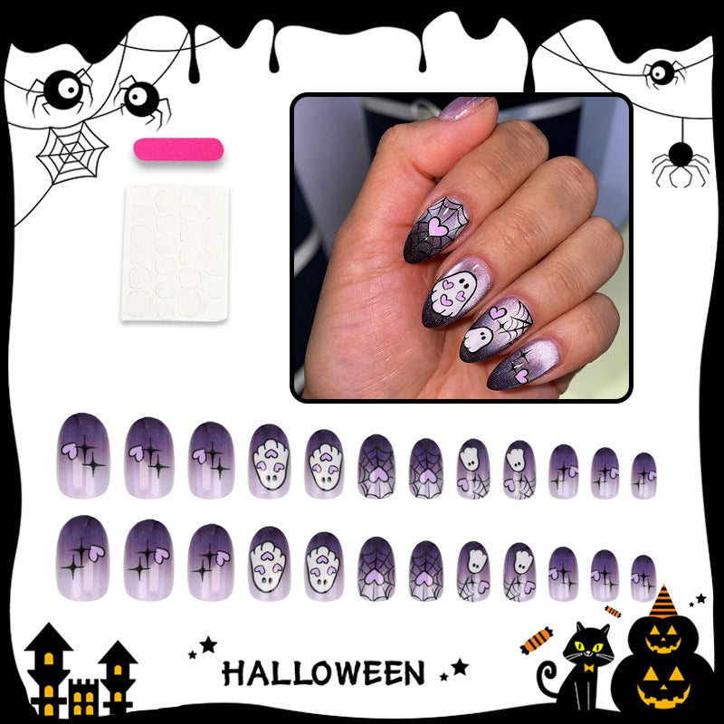 Halloween Artificial Nail Set with Ghost and Spider Designs Stornfield