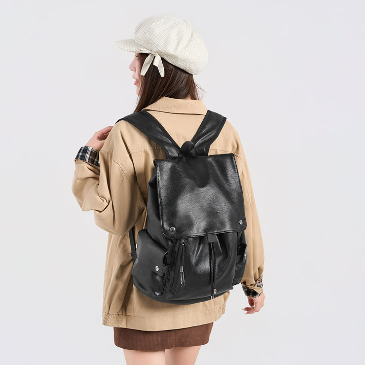 Versatile Vintage-Inspired Faux Leather Backpack
