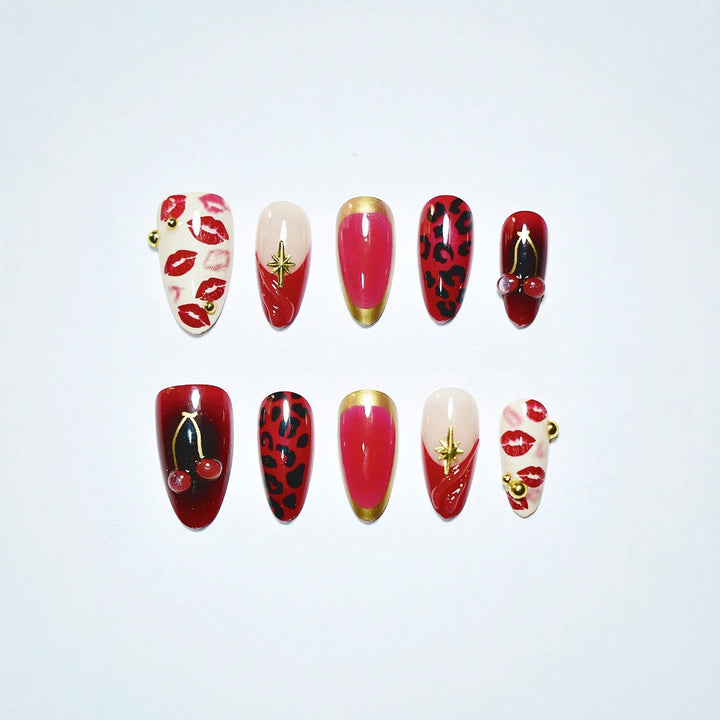 Artistic Kiss-Themed Press-On Nail Art Stornfield