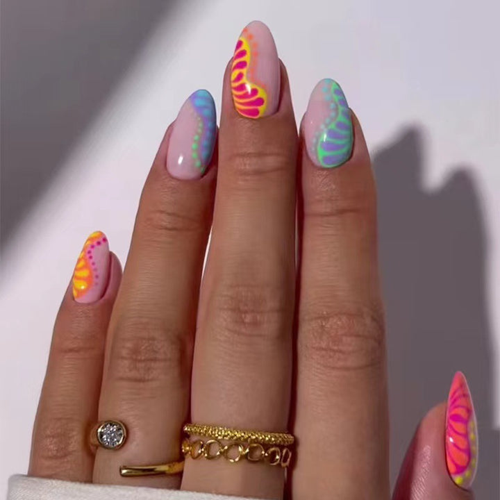 Art nail set with colorful gradient and creative designs Stornfield
