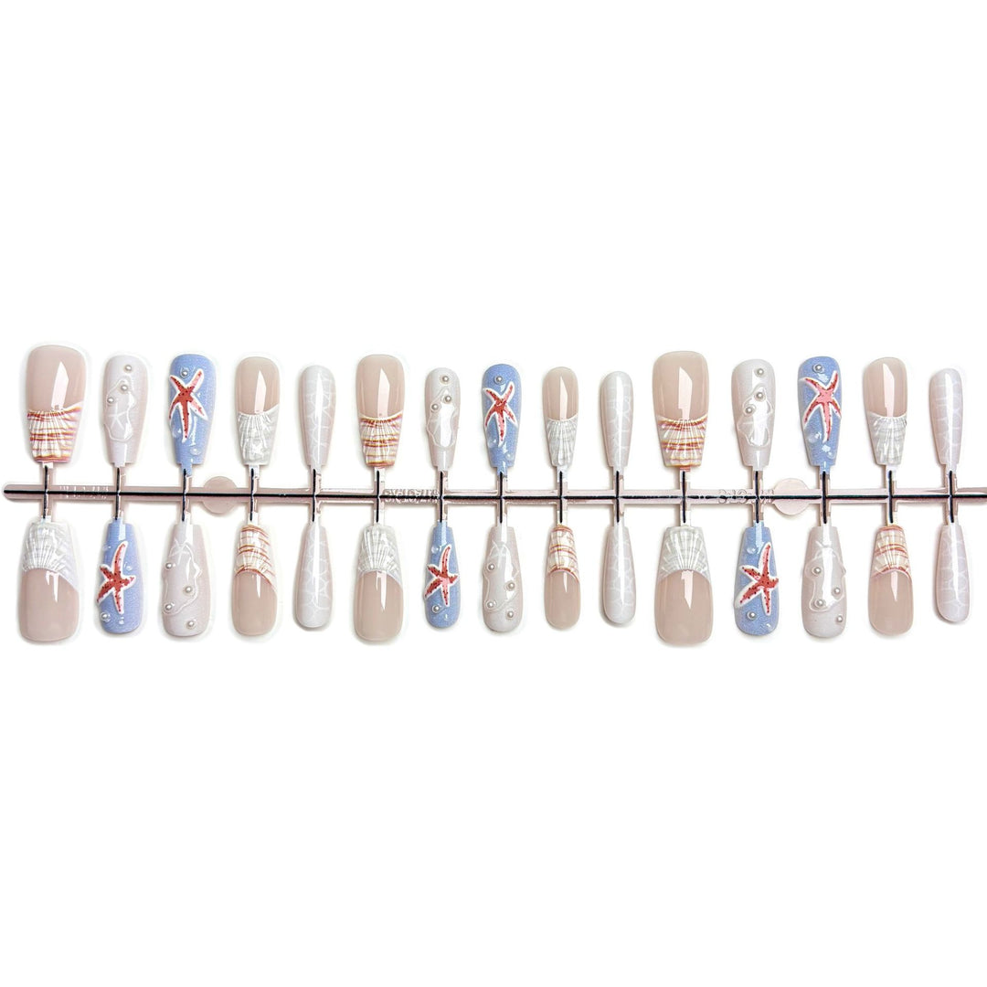 Coastal Themed Press-On Nail Art Set
