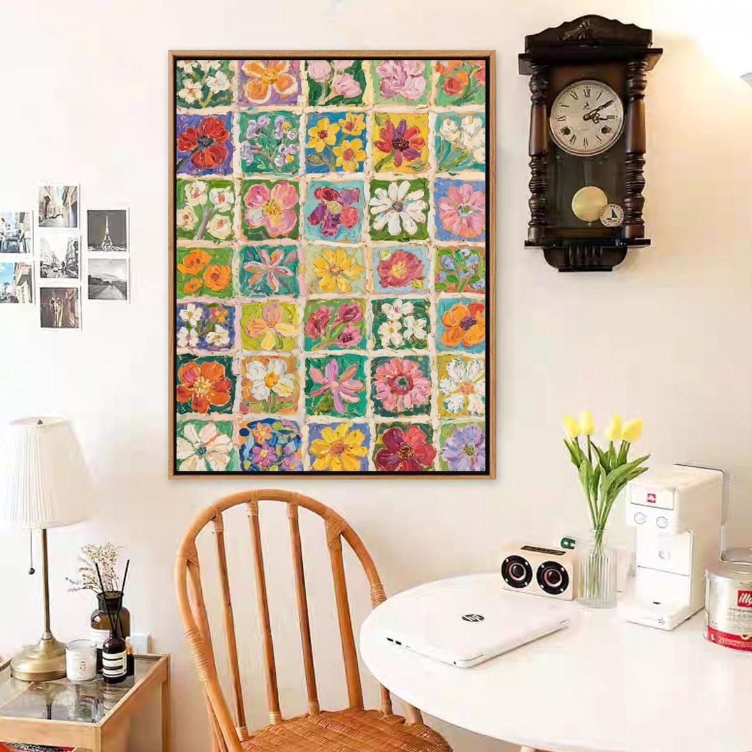 Colorful Floral Motif Canvas Art Print Stornfield