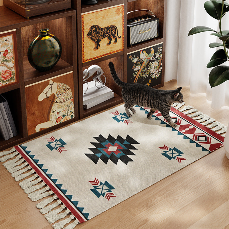 Decorative Area Rug with Fringed Edges Stornfield