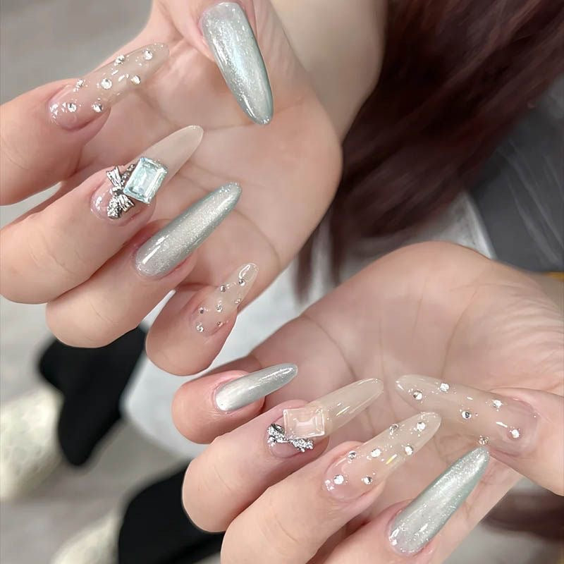 Glittering Acrylic Nail Extensions