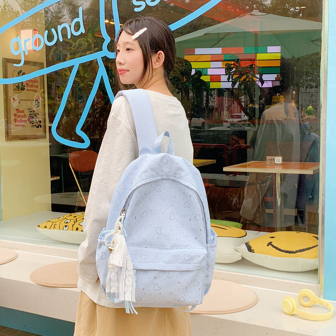 Heart-Patterned School Backpack Stornfield