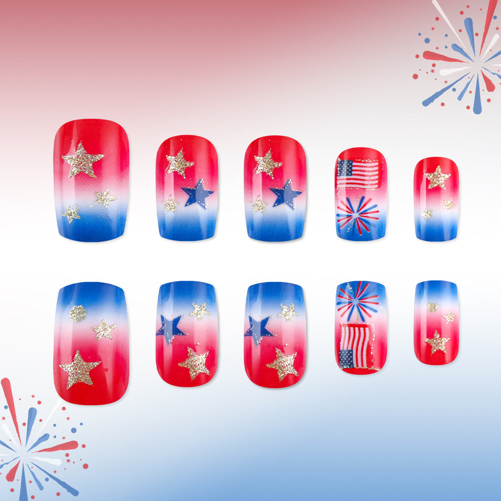 Themed Nail Art with Sparkling Stars and Stripes Stornfield