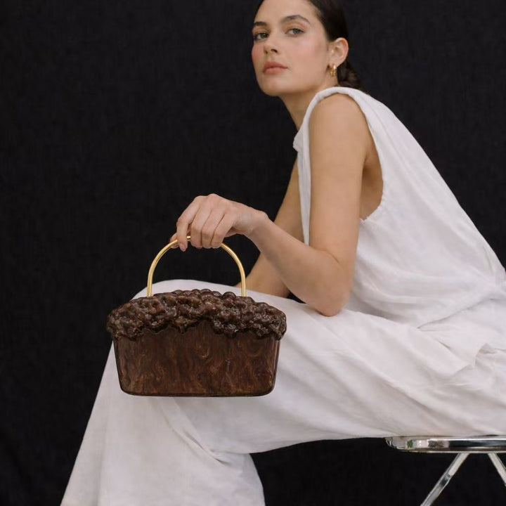 Sculptural Pearl-Embellished Handbag