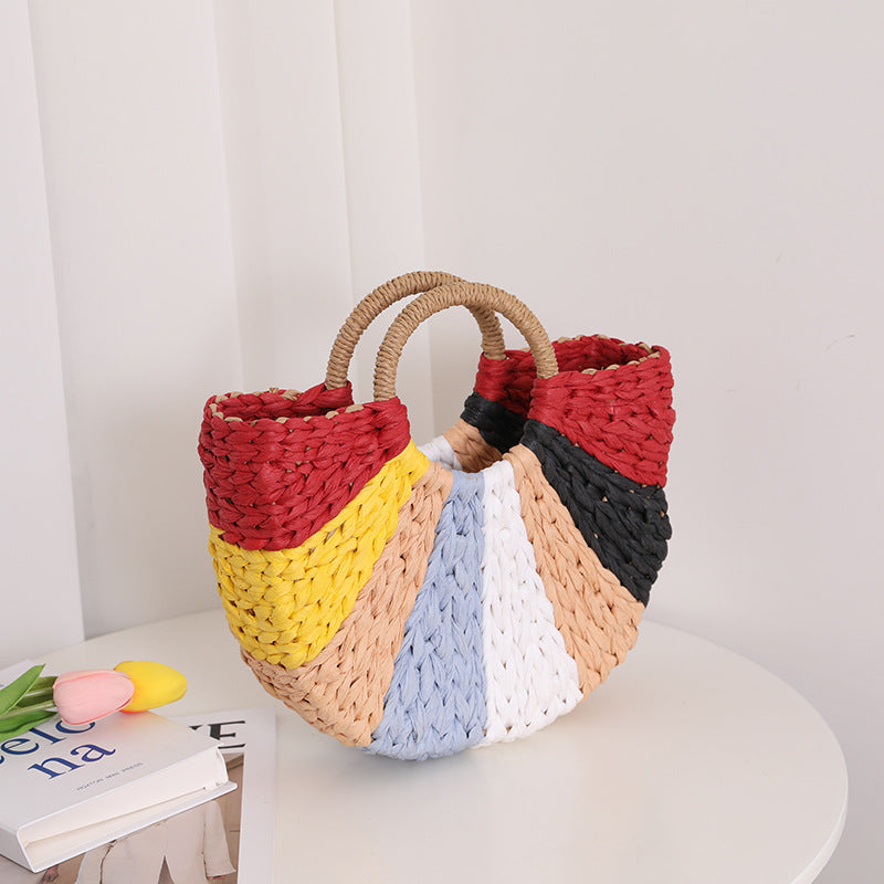 Handmade wicker bag with colorful pattern Stornfield
