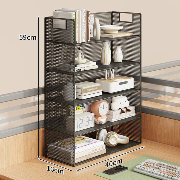 Mesh Desktop Open-Shelf Organizer with Integrated Handles and Dividers