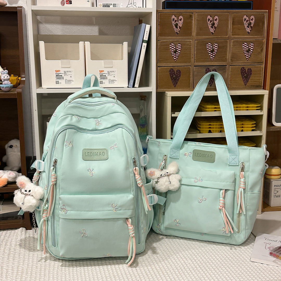 Versatile Embroidered Backpack Set