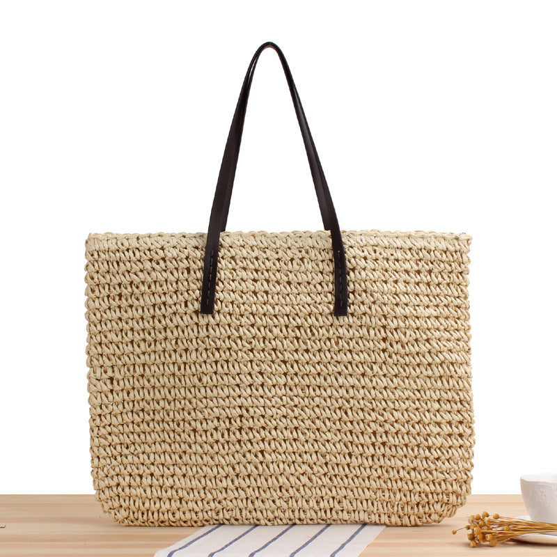 Timeless wicker tote bag with leather handles Stornfield