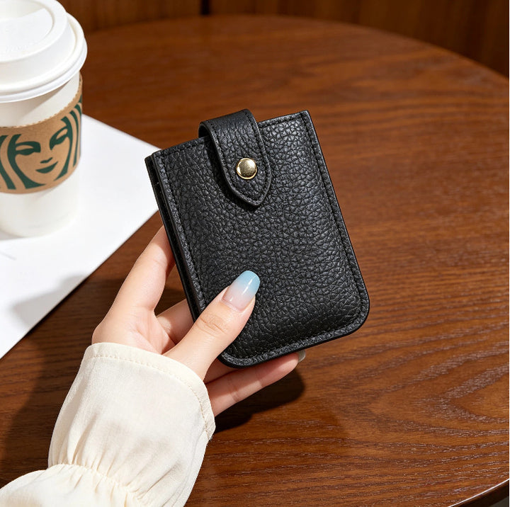 Textured Leather Cardholder with Snap Closure Stornfield