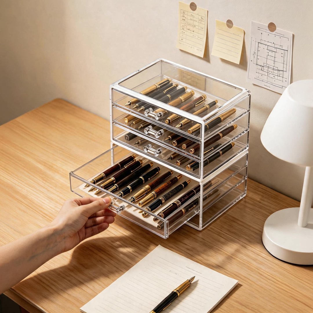 Transparent Acrylic Multi-Drawer Countertop Organizer for Face Masks and Small Accessories