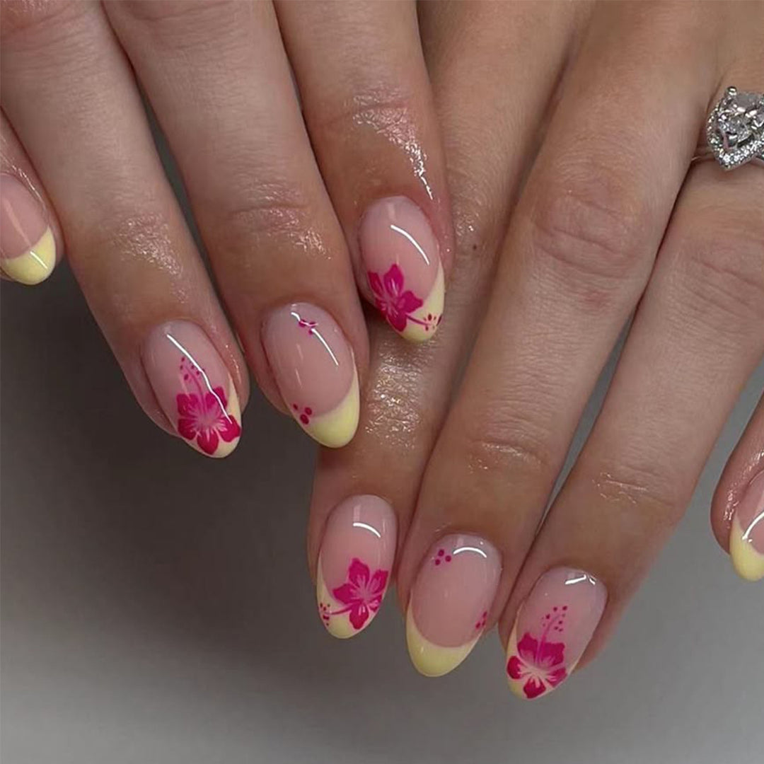Floral French Tip Nail Art Stornfield