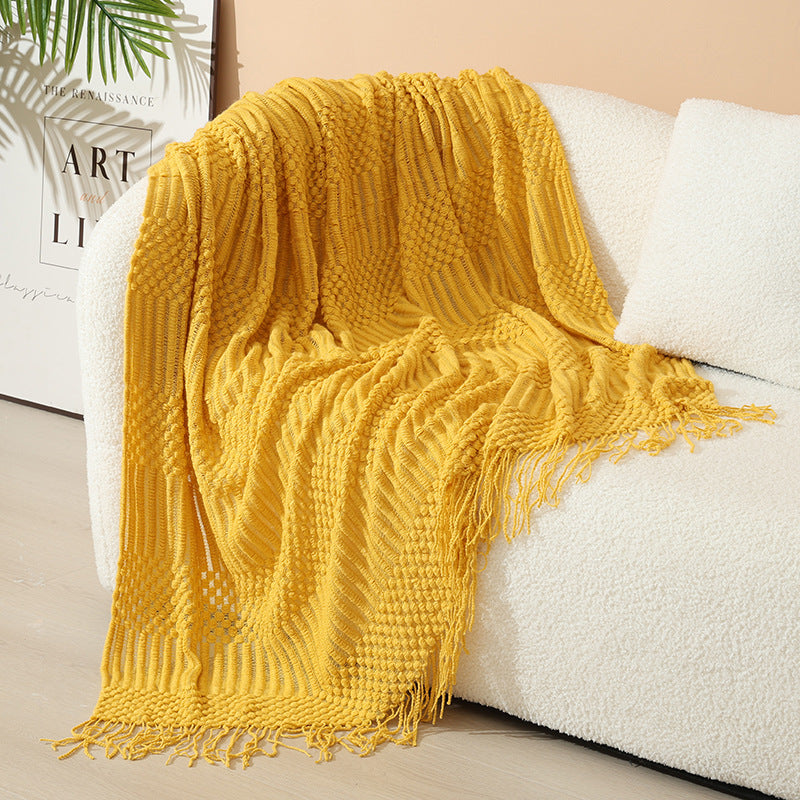 Women's stylish living room throw blanket with fringe pattern Stornfield