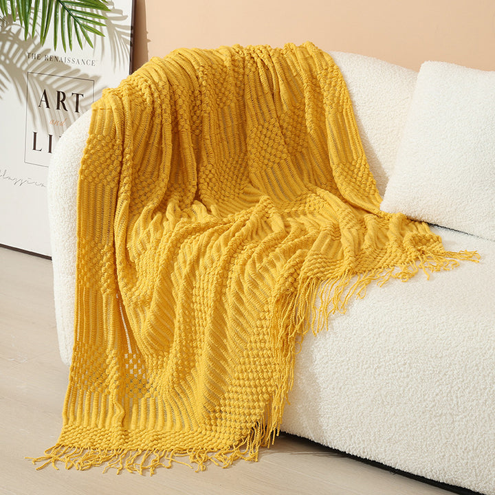 Women's stylish living room throw blanket with fringe pattern Stornfield