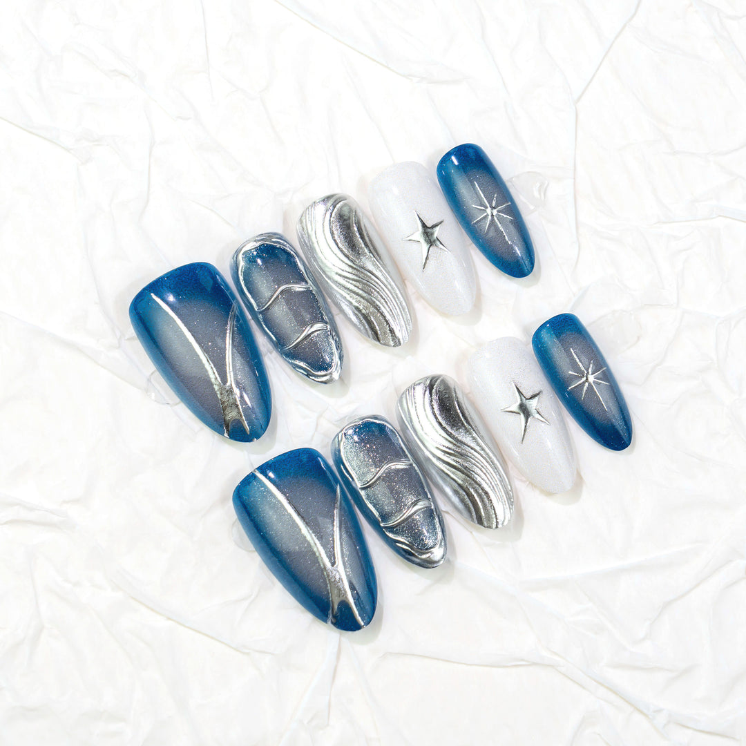 Celestial-Themed Press-On Nail Art Set