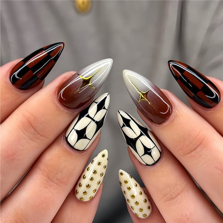 Stylish Stiletto Press-On Nails with Elegant Patterns Stornfield