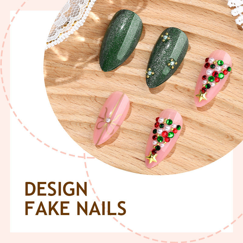 Festive artificial nail set with Christmas motifs and glitter accents Stornfield