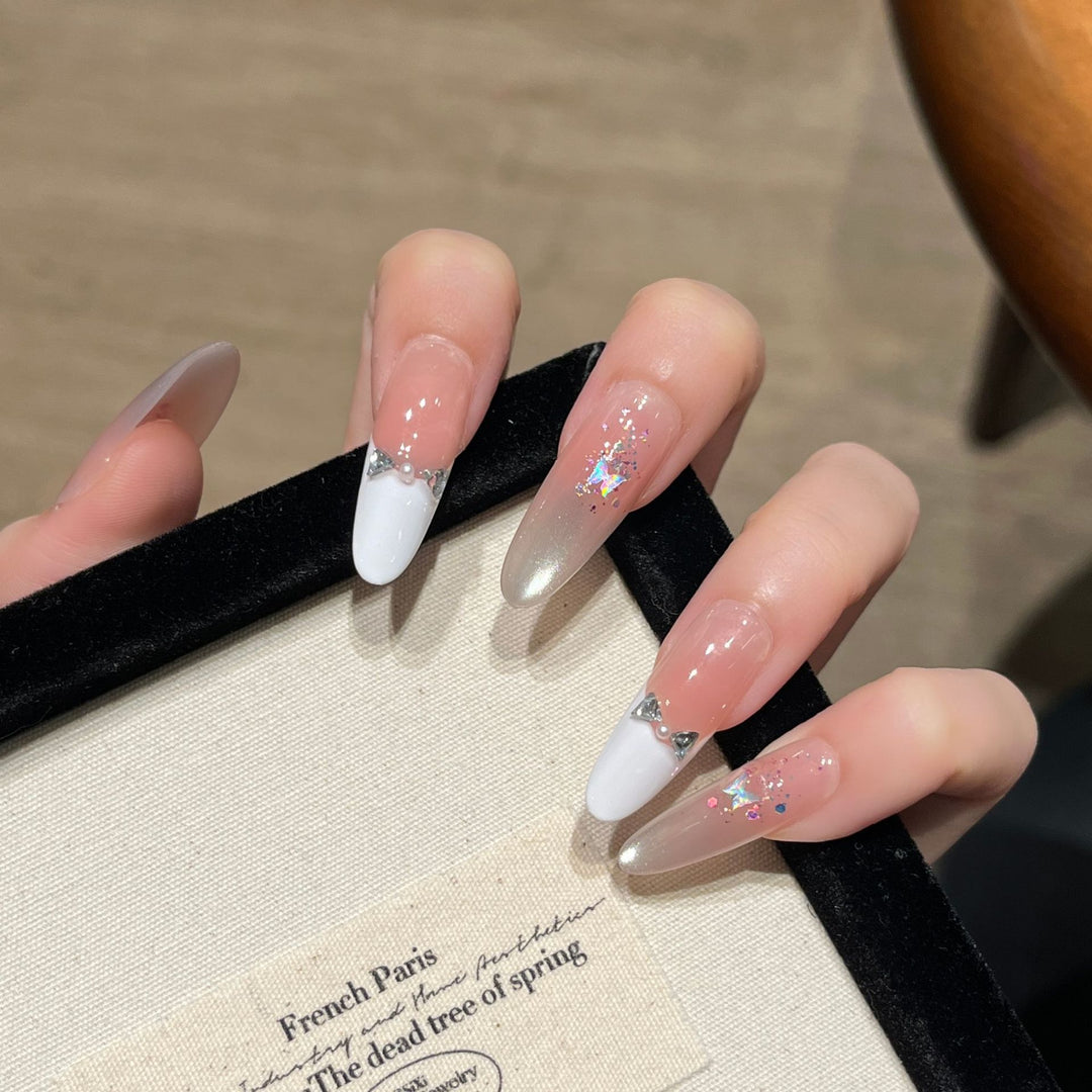 Glamorous Crystal-Studded Stiletto Press-On Nails Stornfield