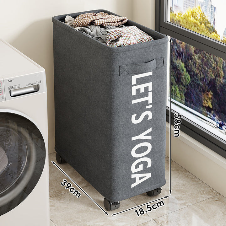 Tall Rectangular Canvas Laundry and Sports Storage Bin Set with Wheels