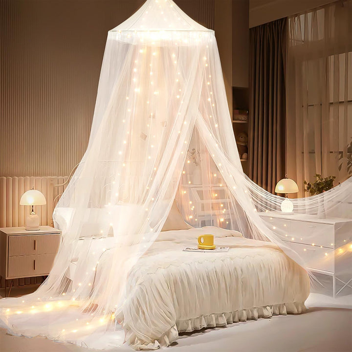 Enchanting Canopy Bed Tent with LED Lights Stornfield