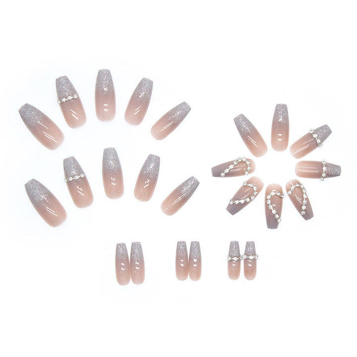 Artificial Nail Set with Sparkling Heart Designs and Glitter Accents Stornfield