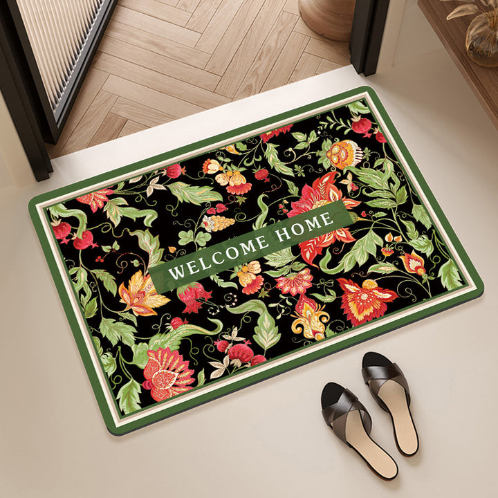 Vintage Floral Pattern Bath Mat Stornfield