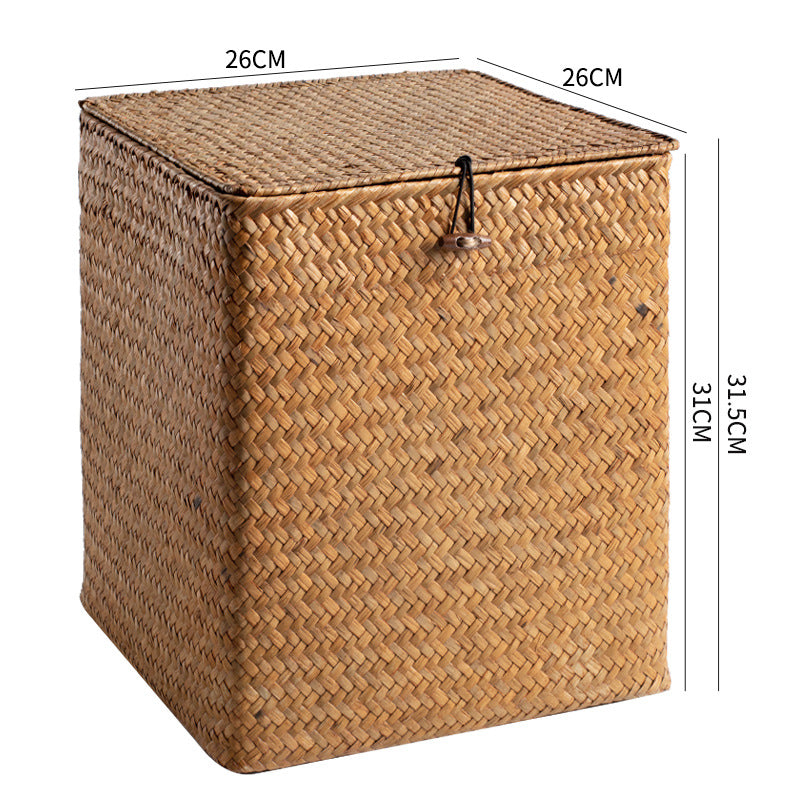 Unisex Rectangular Storage Basket with Lid made of Natural Material Stornfield