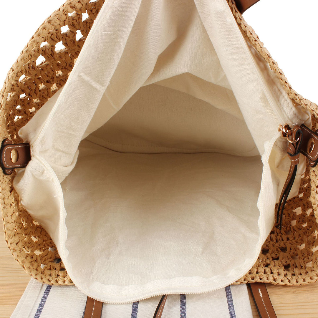 Braided tote bag with elegant leather handles Stornfield
