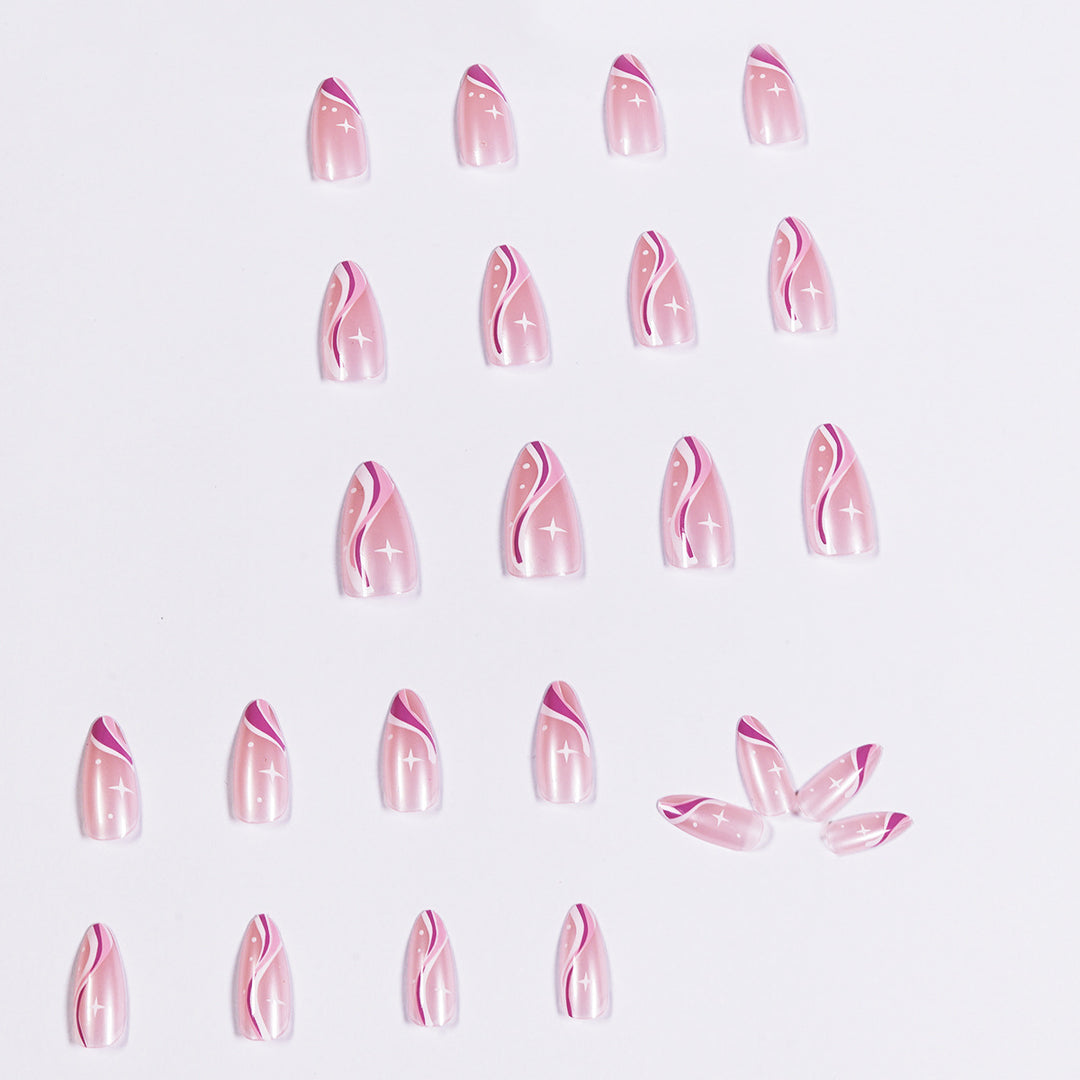 Elegant artistic nail extensions with delicate gradient and accented lines Stornfield