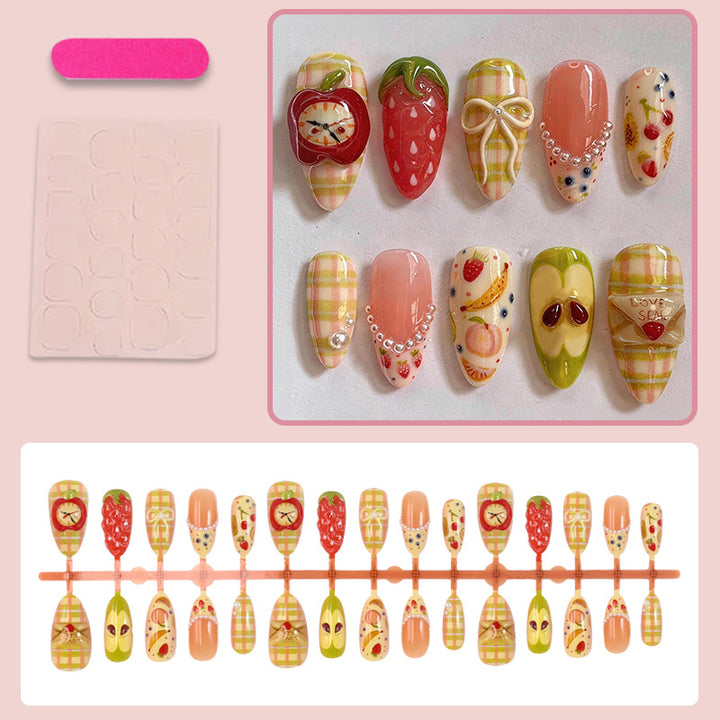 Artificial nail set with cheerful fruit and flower motifs Stornfield