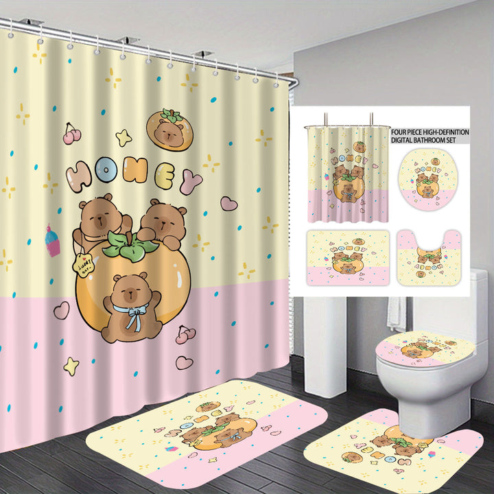 Cute Bear-Themed Four-Piece Bathroom Set Stornfield
