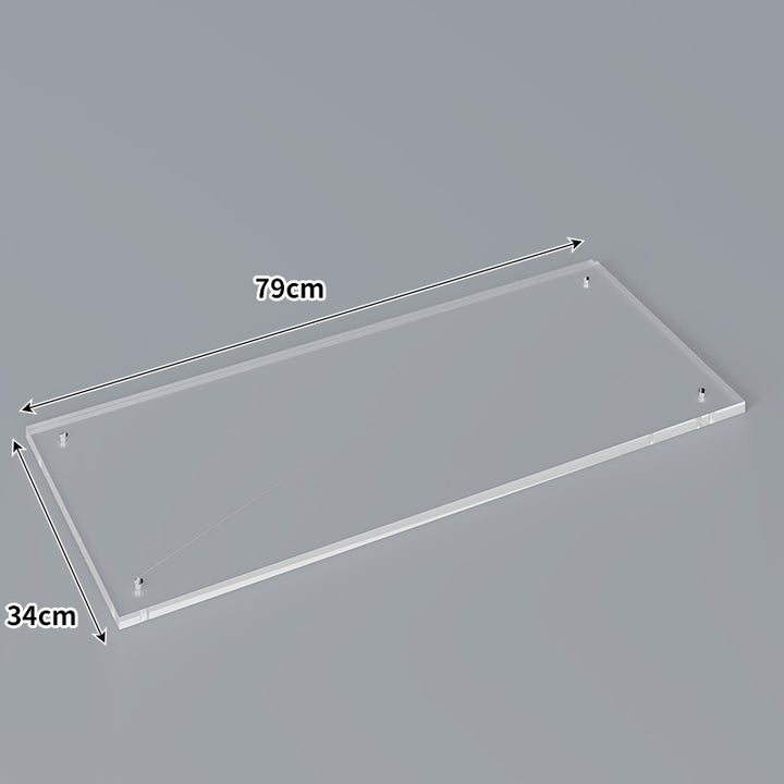 Large Wall-Mounted Clear Acrylic Floating Display Shelf Panel with Pre-Drilled Standoffs