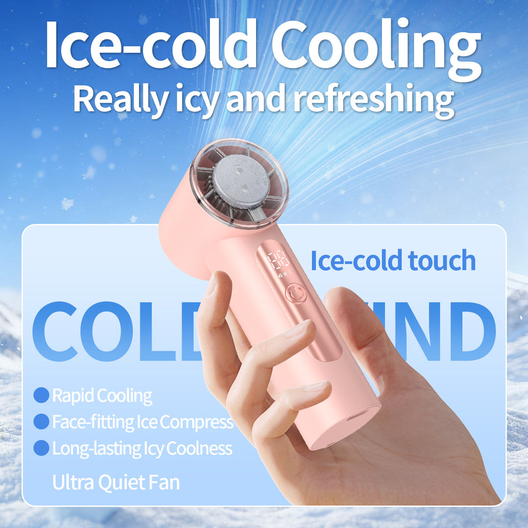 Unisex nan handheld cooling fan with ice cartridge and LED display Stornfield