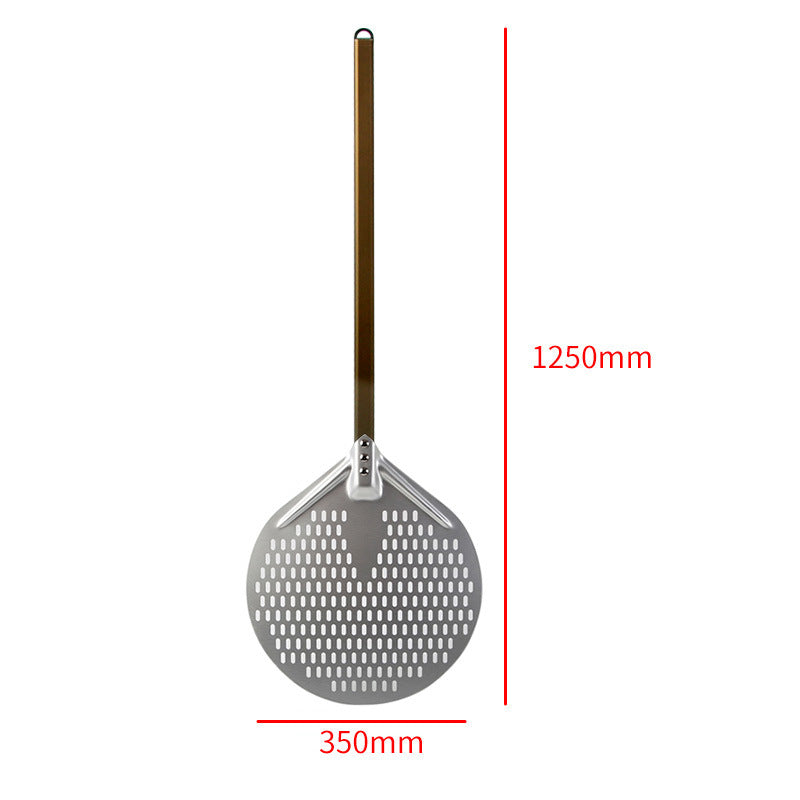 long wooden handled round aluminum pizza peel with reinforced neck Stornfield