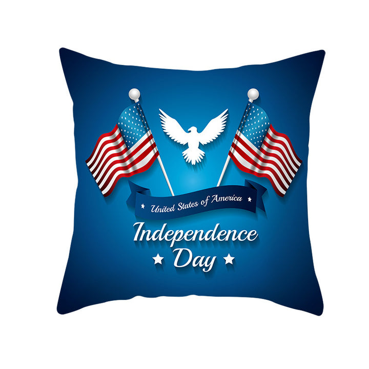 Patriotic Independence Day Cotton Canvas Throw Pillow Cover