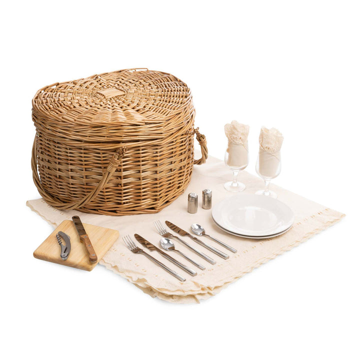 Ladies picnic basket with integrated dish set and elegant inner lining Stornfield