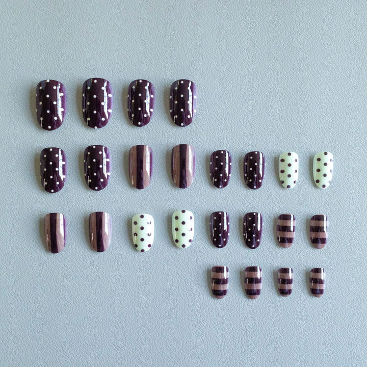 Artistic Nail Art Kit with Chocolate and Polka Dot Designs
