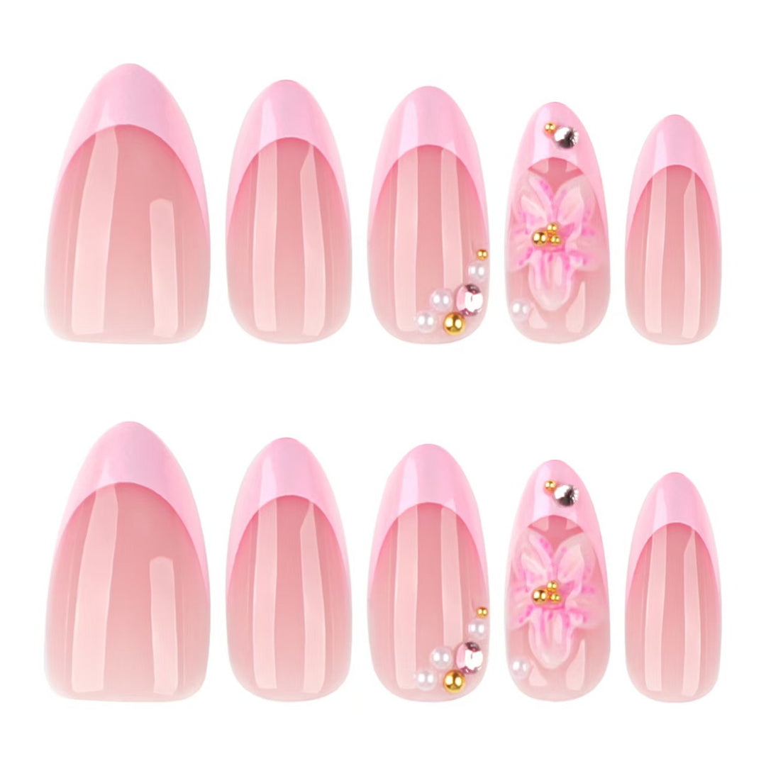 Press-On Nail Art Set with Floral Embellishments Stornfield