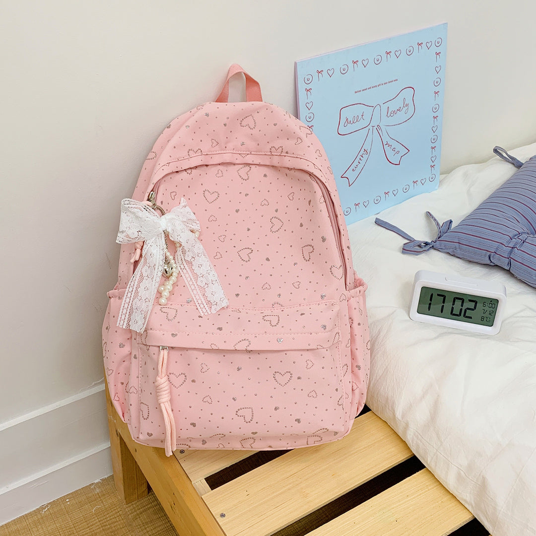 Heart-Patterned School Backpack Stornfield