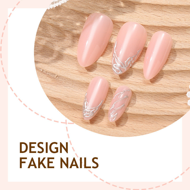 Creative Nail Art Set with Delicate Flower and Glitter Accents Stornfield