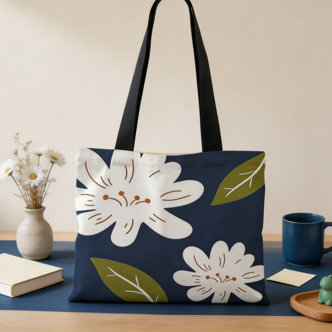 Floral Patterned Canvas Tote Bag