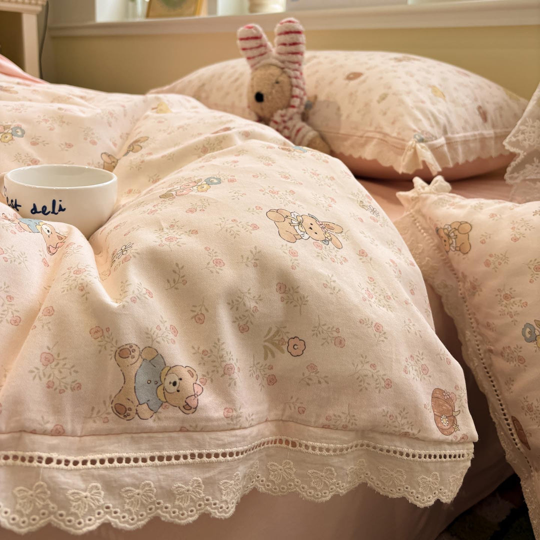 Floral Print Cotton Bedspread