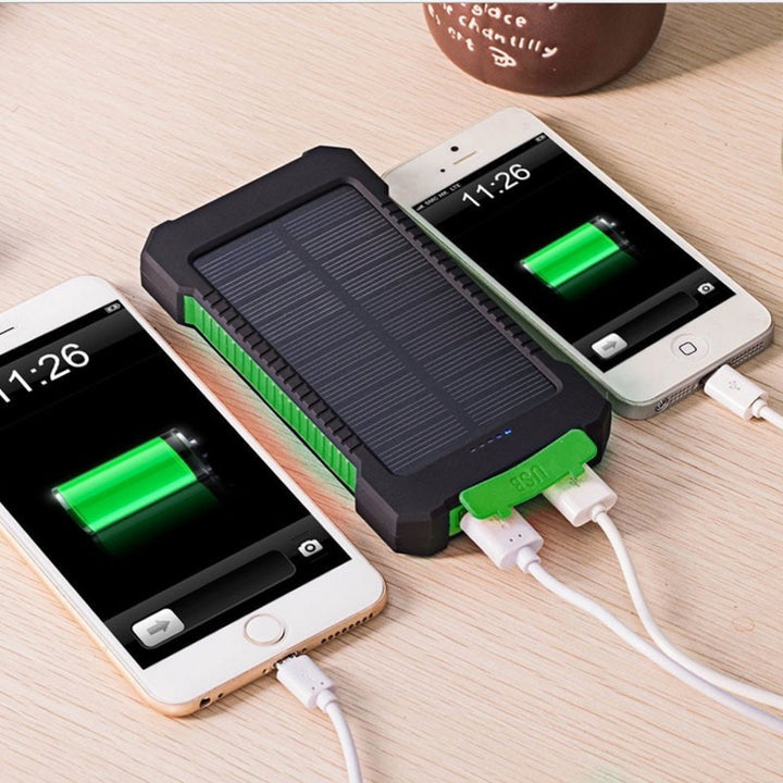 Solar-powered power bank with integrated compass and carabiner hook Stornfield