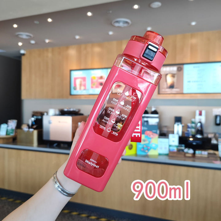 Women's water bottle with integrated time markers and straw Stornfield