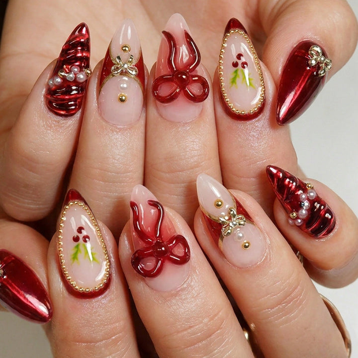 Decorative Press-On Nail Set with Holiday Designs Stornfield