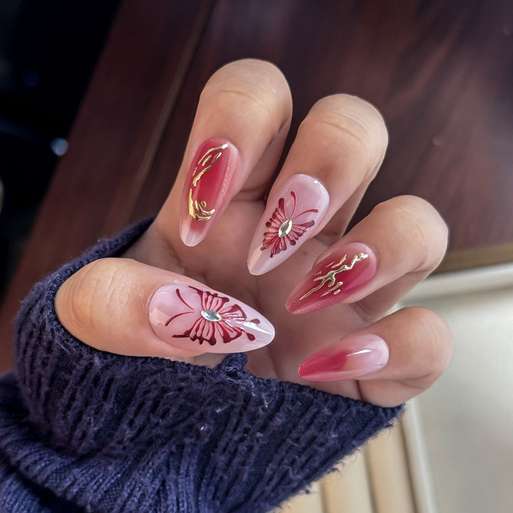 Elegant Hand-Painted Press-On Nail Art Stornfield