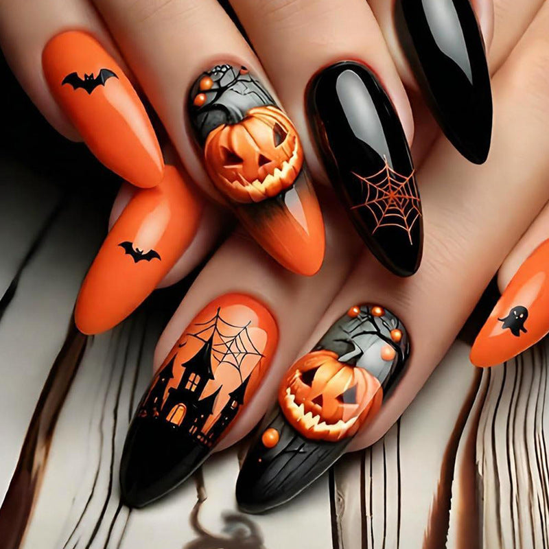 Halloween Artificial Nail Set with Creative Ghost and Pumpkin Designs Stornfield